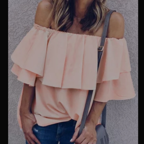 Soft Pink Off Shoulder Top - Picture 6 of 8